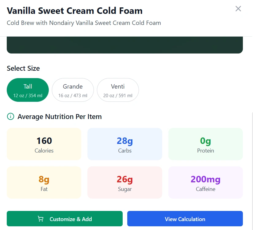 Vanilla Sweet Cream Cold Foam - Average Nutrition